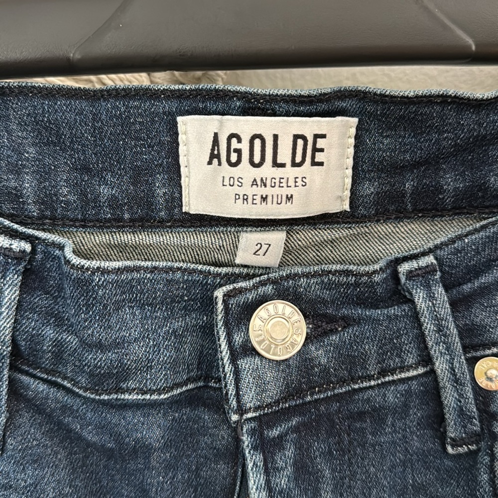 AGOLDE Dark Wash Distressed Skinny Jeans - Picture 2 of 13